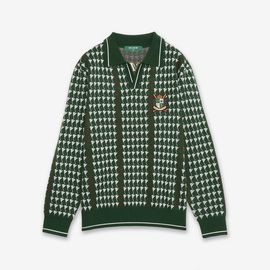 FRANCK MULLER × BELLMORE COLLABO PATTERNED L/S KNIT GREEN